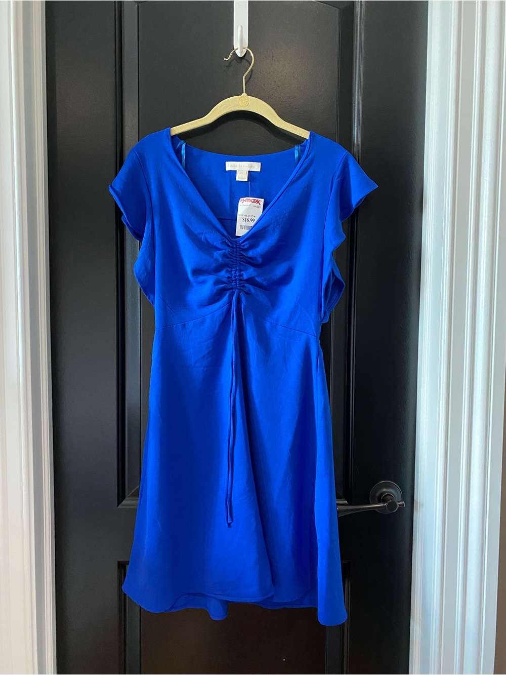 Blue Ruched Front Mini Dress